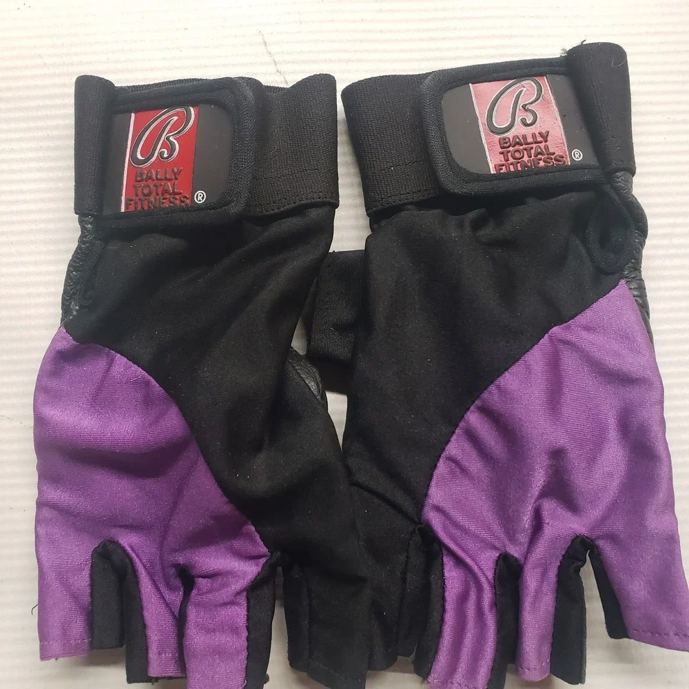 Harbinger Bally Total Fitness Weightlifting Gloves Women Large Black Purple 2 Pr